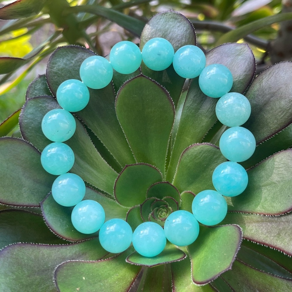 12mm stretchable teal ice Amazonite bracelet